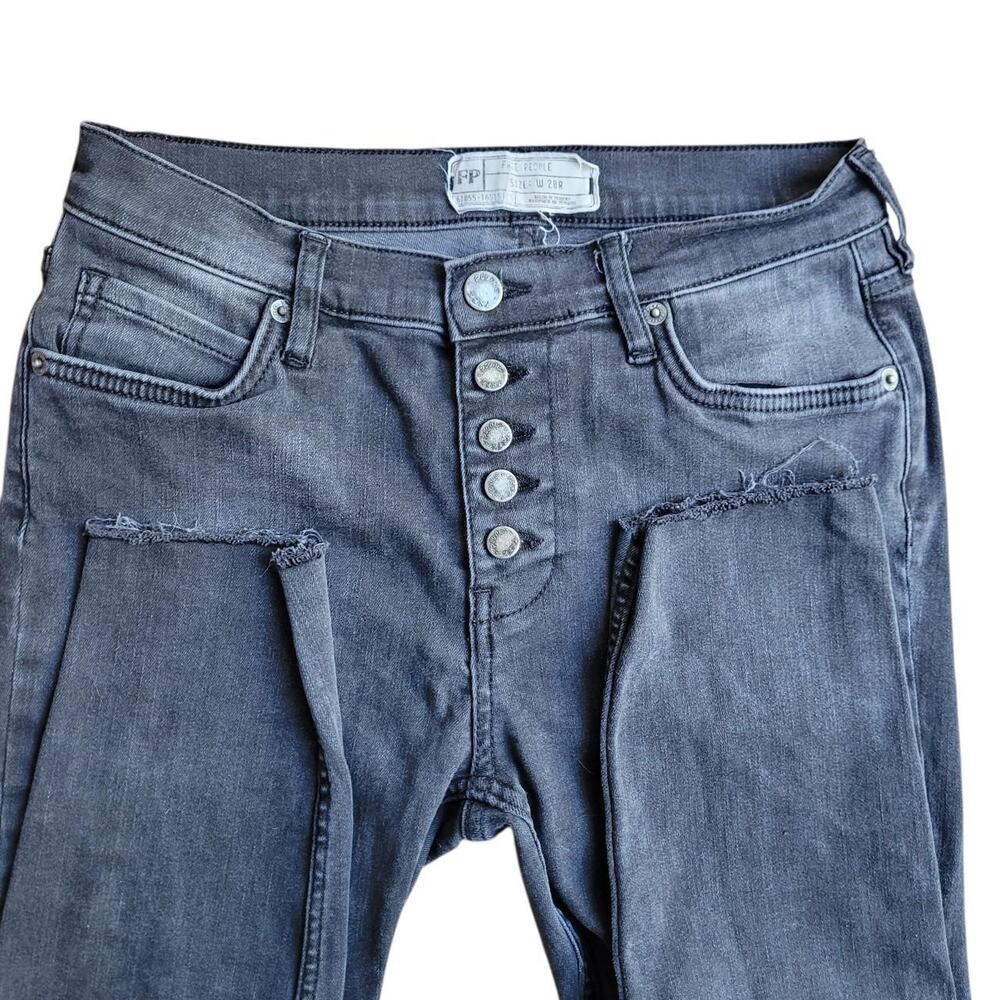 Free People "Reagan" Exposed Button-fly Skinny Jeans Women's size 28R